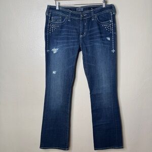 Affliction Jeans Women's 32 Blue Premium Cotton Blend Jade Bootcut Denim